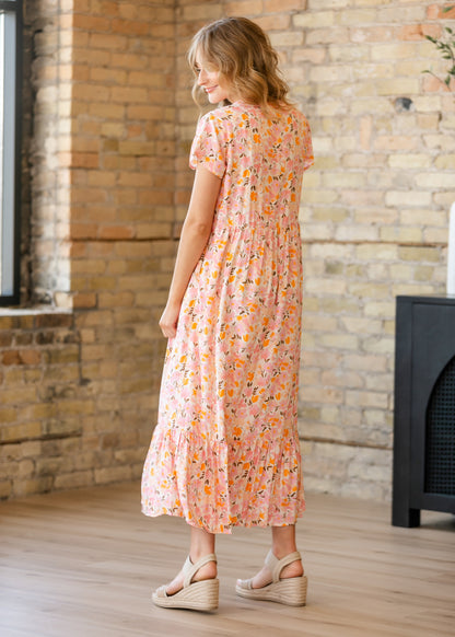 Jaydrien Floral Flutter Sleeve Midi Dress - FINAL SALE