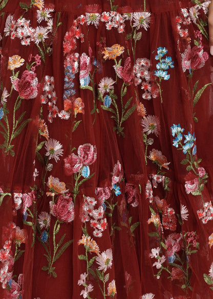 Margaret Floral Midi Dress Red