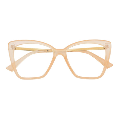 KATE - Oversize Womens Cat Eye Blue Light Glasses Clear Peach Clear Lens