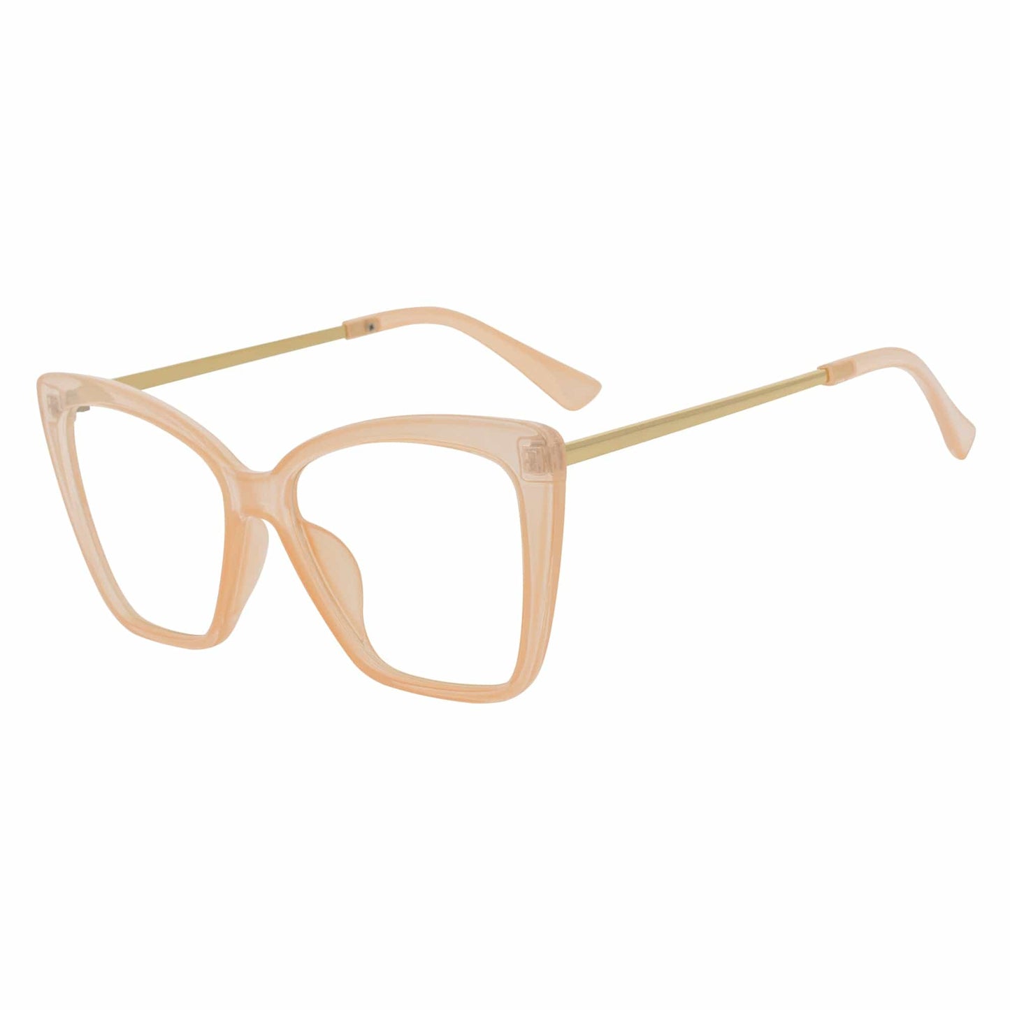 KATE - Oversize Womens Cat Eye Blue Light Glasses Clear Peach Clear Lens