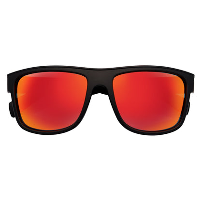 KENT - Modern Flat Top Horn Rimmed Sunglasses Matte Black Orange Mirror