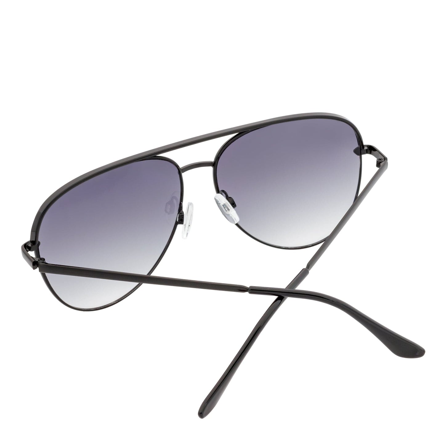 KEY - Oversize Large Flat Lens Metal Aviator Sunglasses Black Lavender Lens