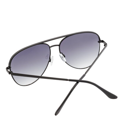 KEY - Oversize Large Flat Lens Metal Aviator Sunglasses Black Lavender Lens