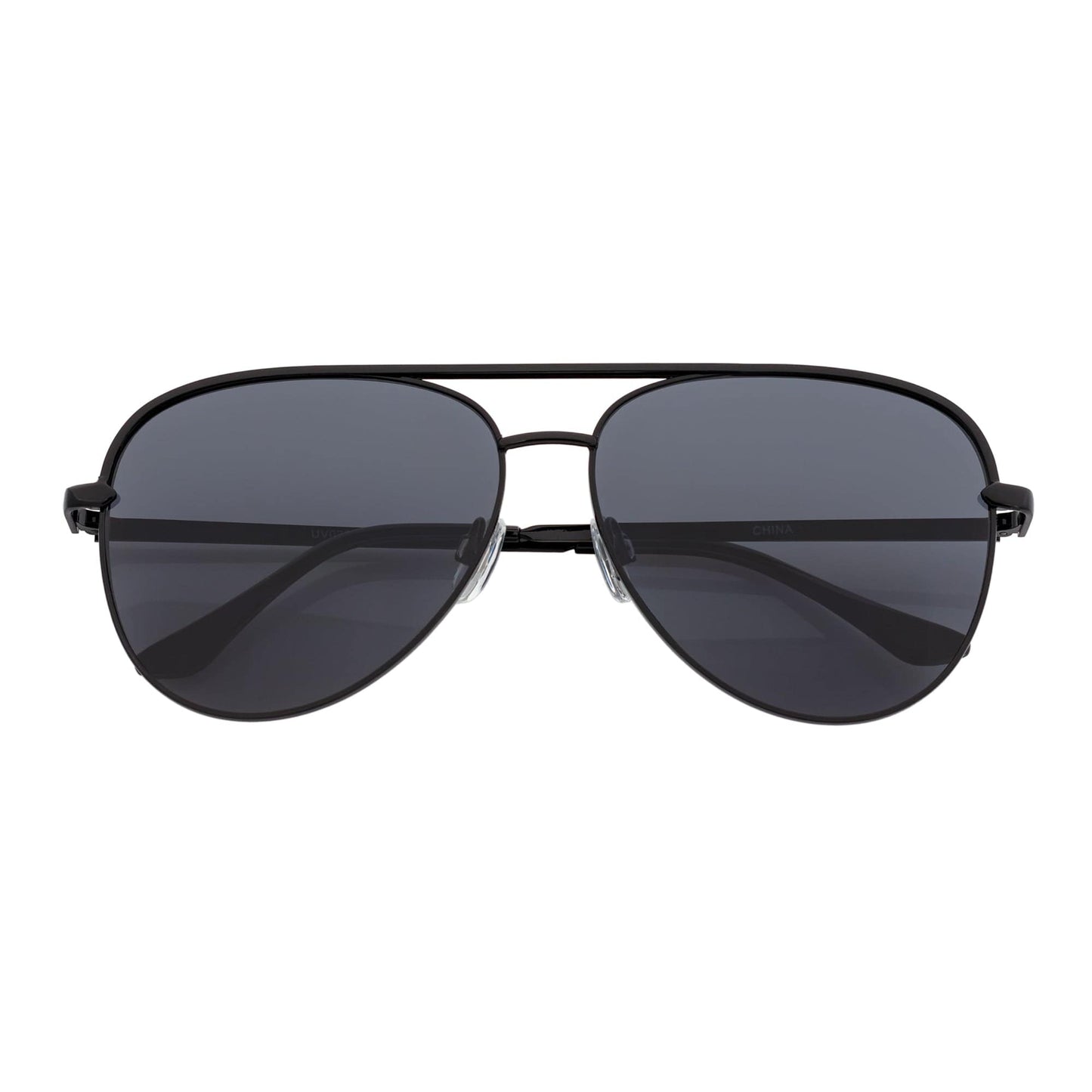 KEY - Oversize Large Flat Lens Metal Aviator Sunglasses Black Smoke Lens