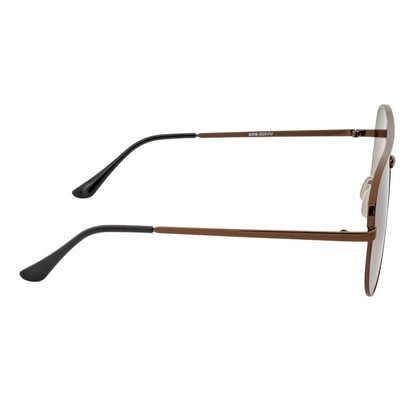 KEY - Oversize Large Flat Lens Metal Aviator Sunglasses Copper Amber Lens
