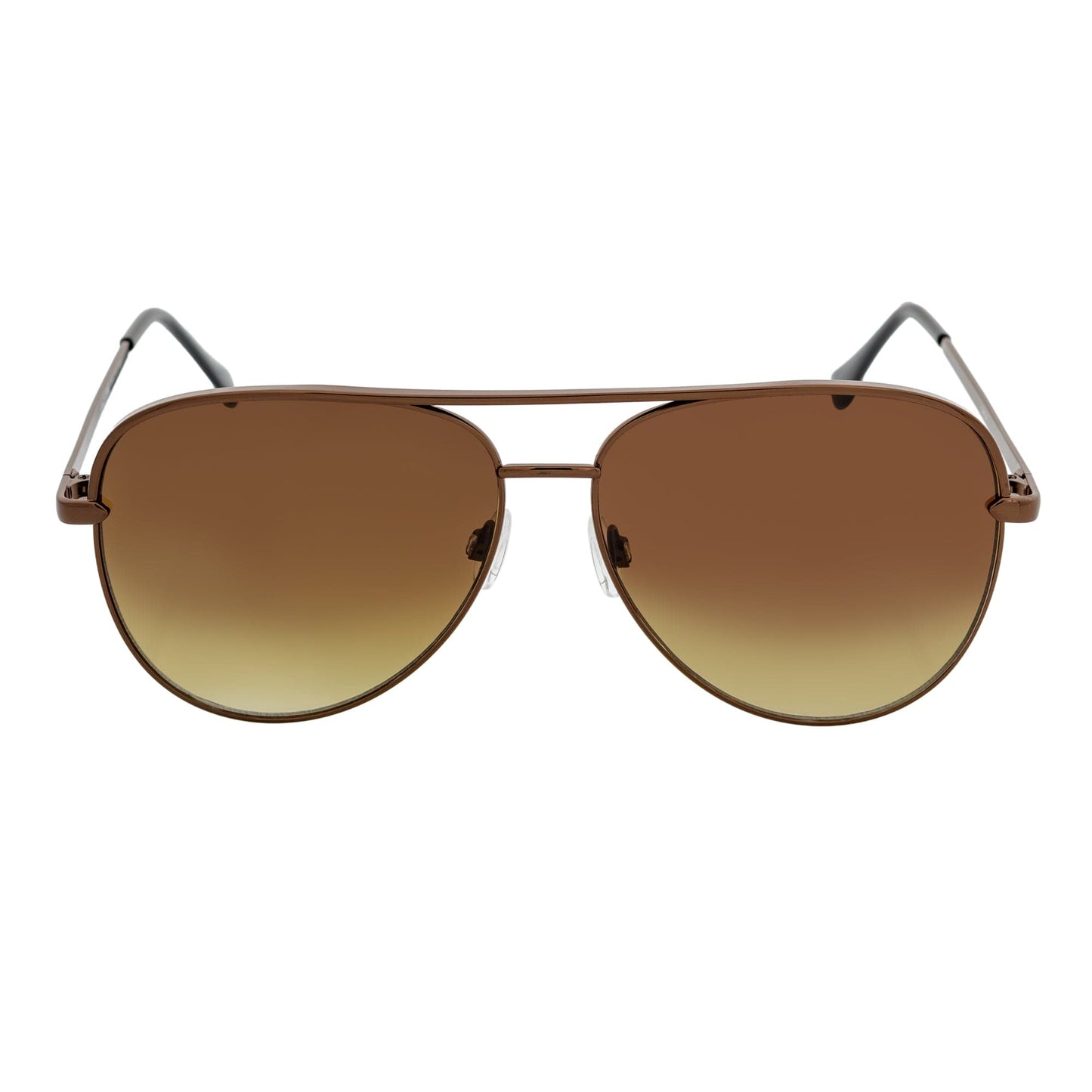 KEY - Oversize Large Flat Lens Metal Aviator Sunglasses Copper Amber Lens