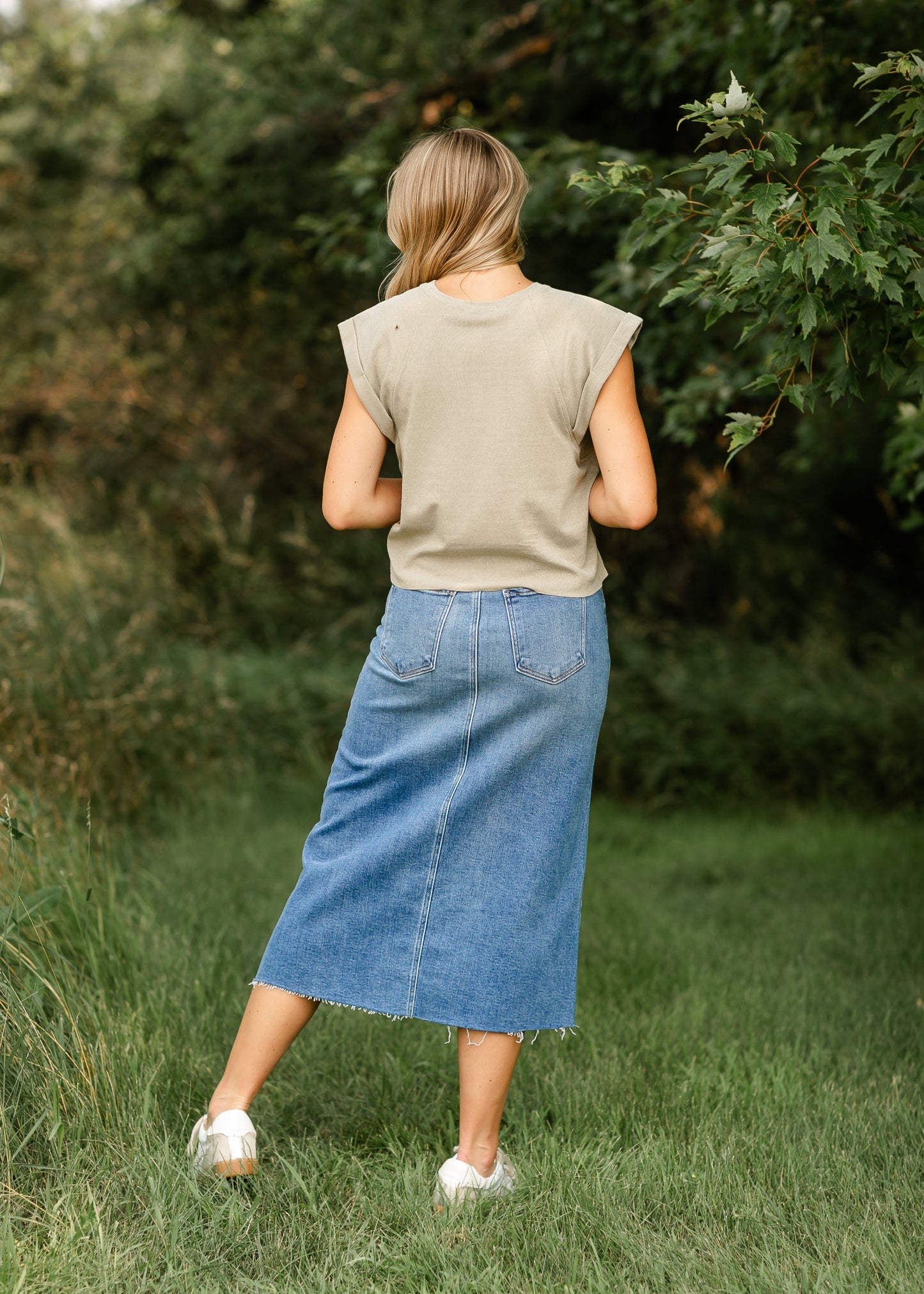 Lee A-Line Raw Hem Midi Skirt - FINAL SALE