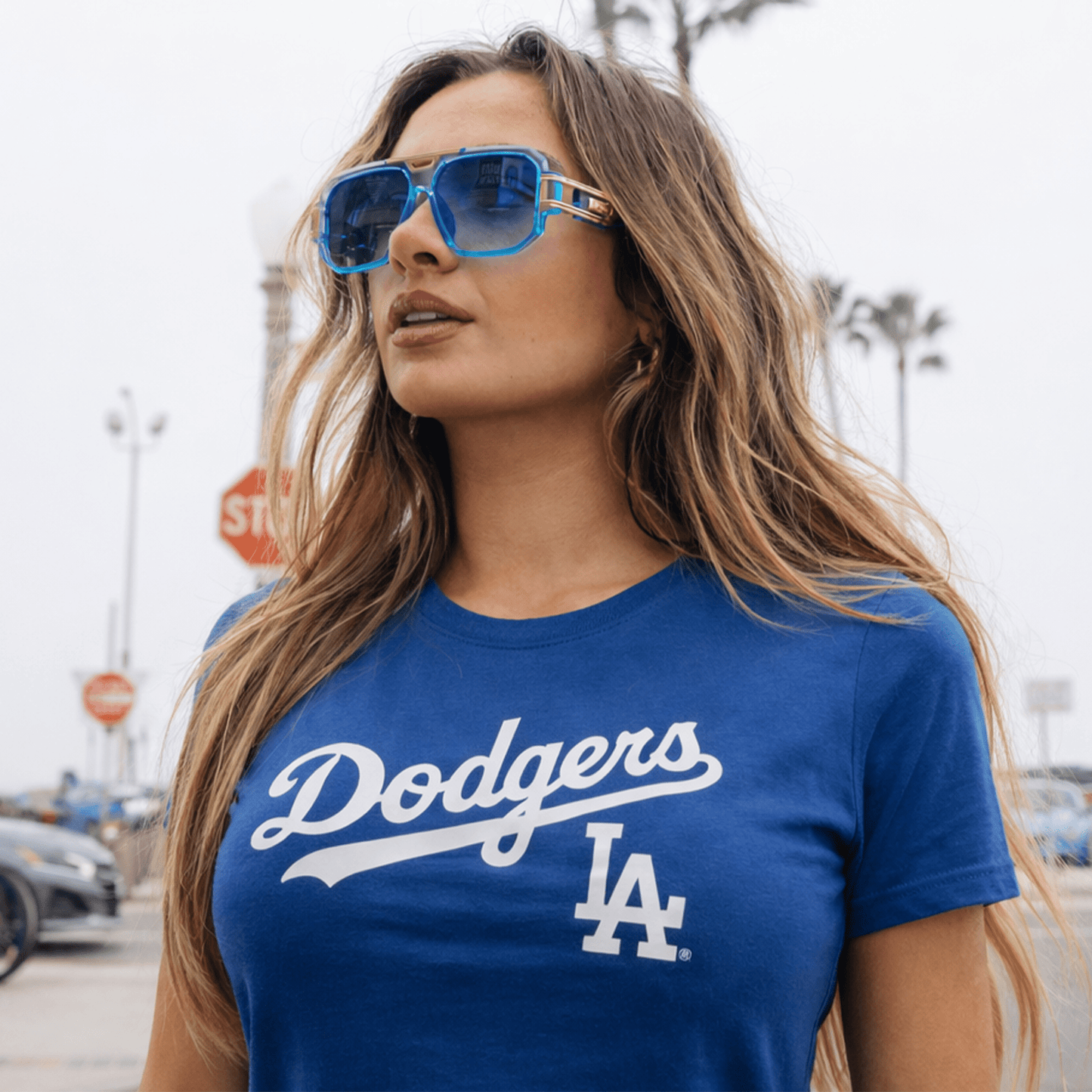 LEGEND - Retro Flat Top Square Blue Sunglasses Clear Blue-Fade Lens