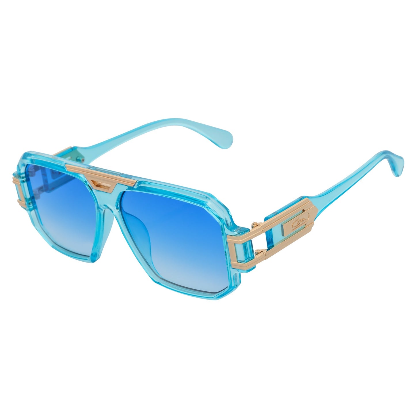 LEGEND - Retro Flat Top Square Blue Sunglasses Clear Blue-Fade Lens