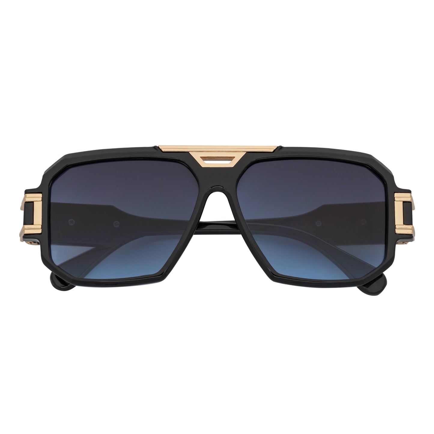 LEGEND - Retro Flat Top Square Sunglasses Black Blue-Lavender Fade