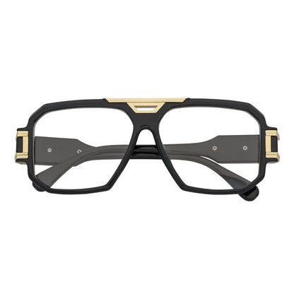LEGEND - Retro Flat Top Square Clear Lens Blue Light Black Glasses