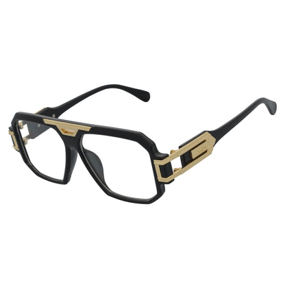 LEGEND - Retro Flat Top Square Clear Lens Blue Light Black Glasses