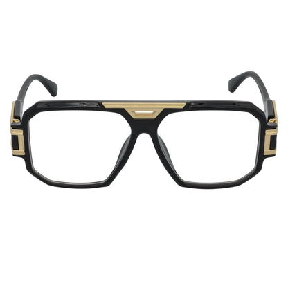 LEGEND - Retro Flat Top Square Clear Lens Blue Light Black Glasses