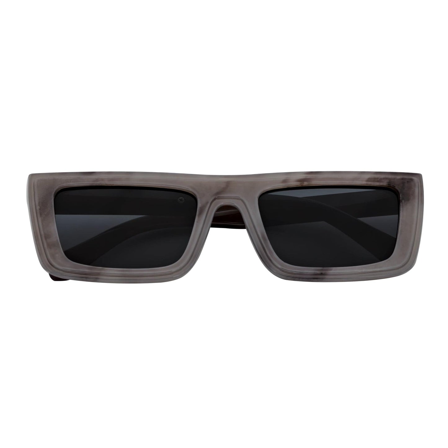 LOWKEY - Small Flat Top Rectangle Square Frame Sunglasses Gray Smoke