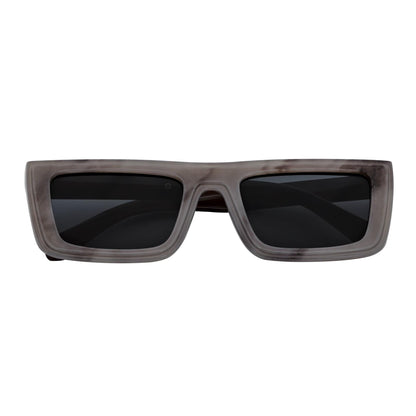 LOWKEY - Small Flat Top Rectangle Square Frame Sunglasses Gray Smoke