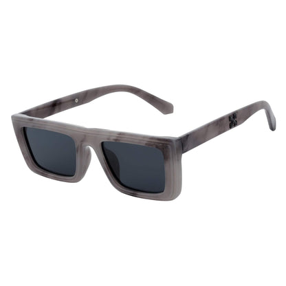 LOWKEY - Small Flat Top Rectangle Square Frame Sunglasses Gray Smoke