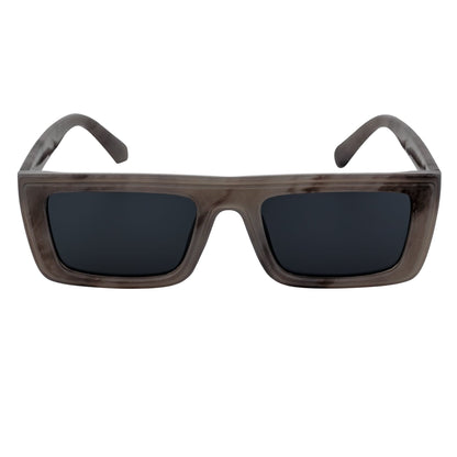 LOWKEY - Small Flat Top Rectangle Square Frame Sunglasses Gray Smoke