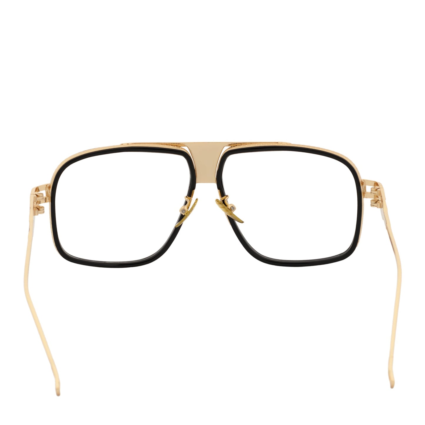 MAC - Two-Tone Square Metal Aviator Black-Gold Glasses Clear Blue Light Lens
