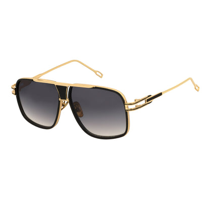 MAC - Two-Tone Square Metal Aviator Black-Gold Sunglasses Lavender Fade Lens