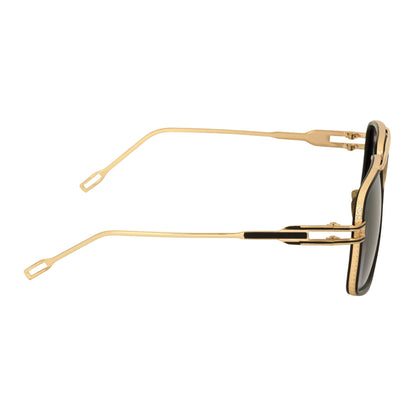 MAC - Two-Tone Square Metal Aviator Black-Gold Sunglasses Lavender Fade Lens