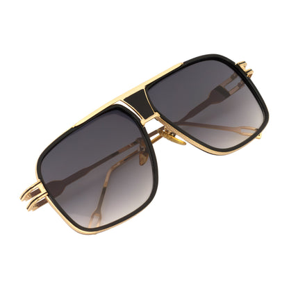 MAC - Two-Tone Square Metal Aviator Black-Gold Sunglasses Lavender Fade Lens