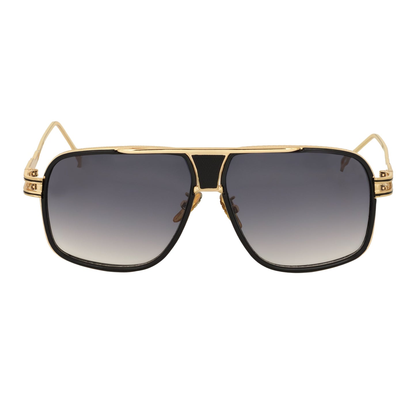 MAC - Two-Tone Square Metal Aviator Black-Gold Sunglasses Lavender Fade Lens