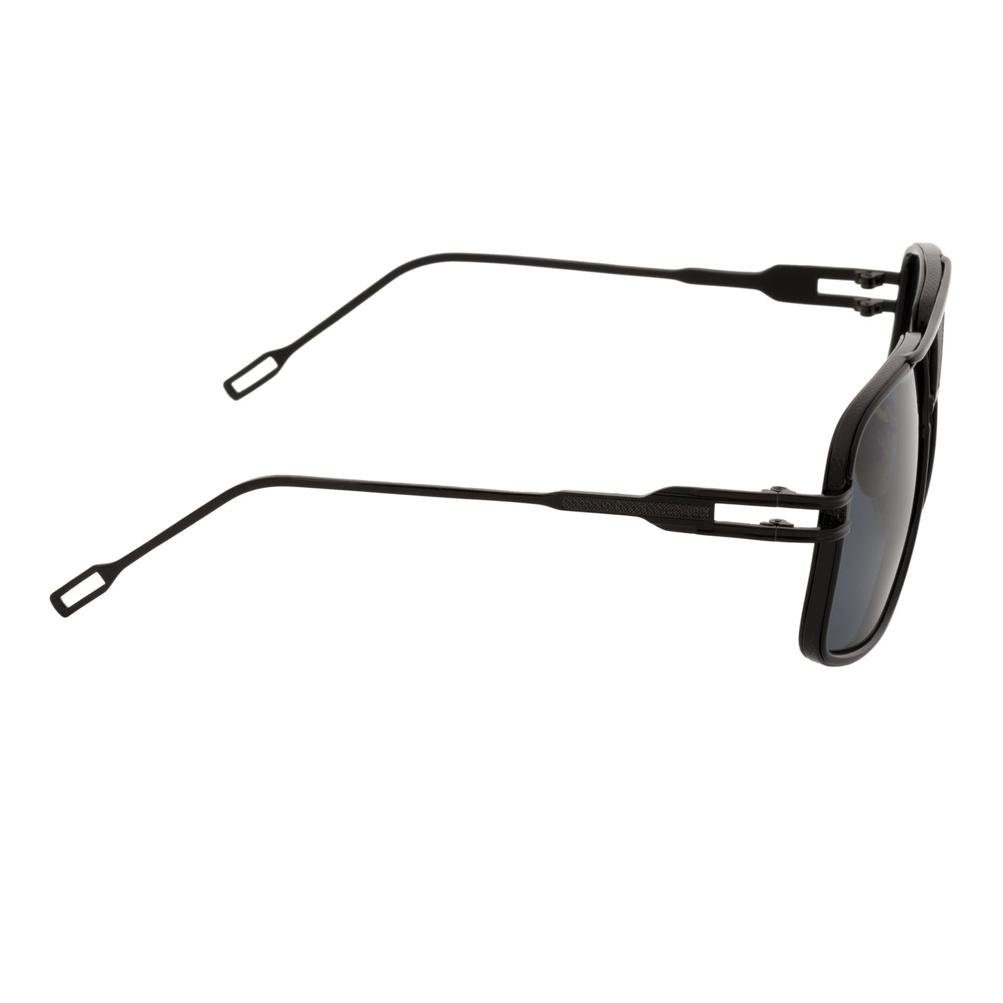 MAC - Two-Tone Square Metal Aviator Black Sunglasses Dark Smoke Lens