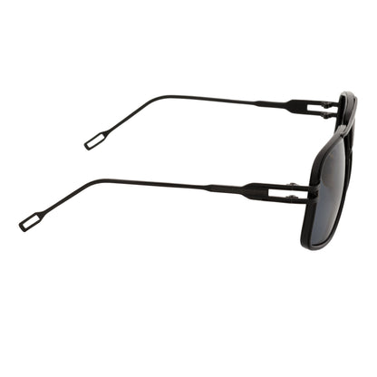 MAC - Two-Tone Square Metal Aviator Black Sunglasses Dark Smoke Lens
