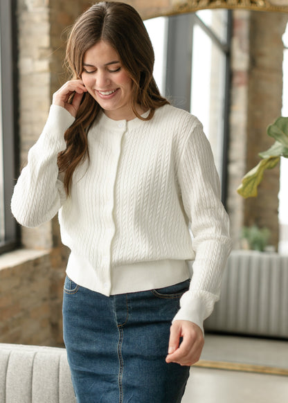 Mason White Button Up Cardigan