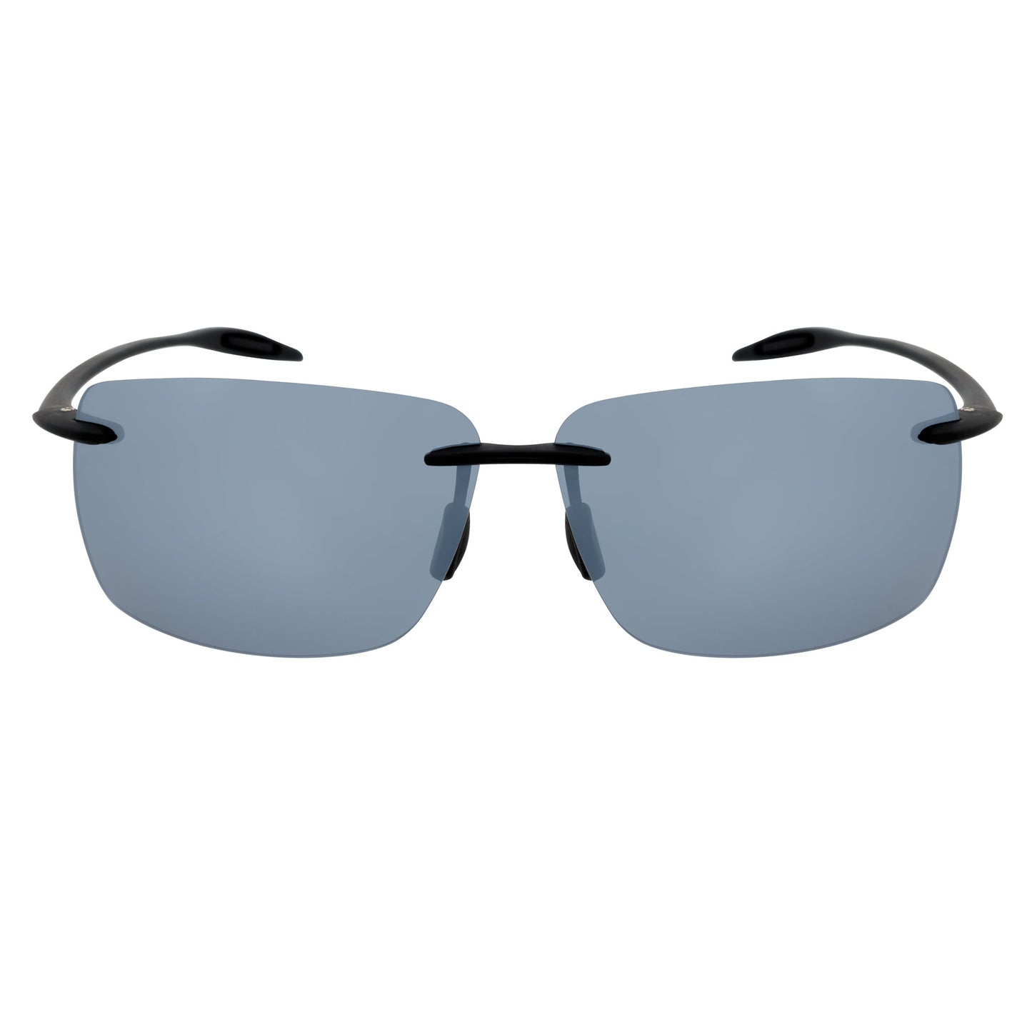 MAUI - Rimless TR90 Thin Sports Wrap Sunglasses Black Silver Mirror Polarized