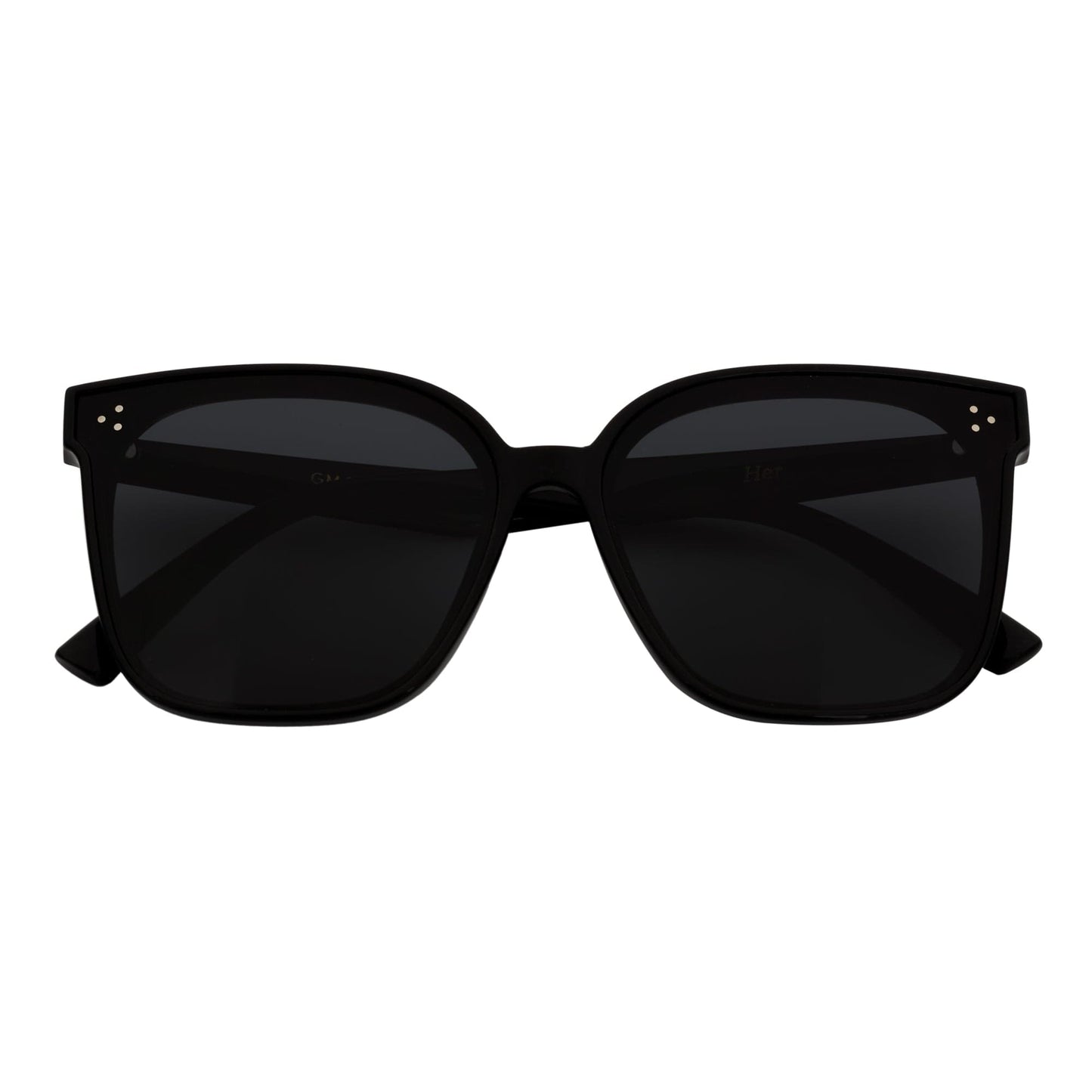 MIA - Polarized Womens Oversize 3 Pin Cat Eye Sunglasses Gloss Black Smoke