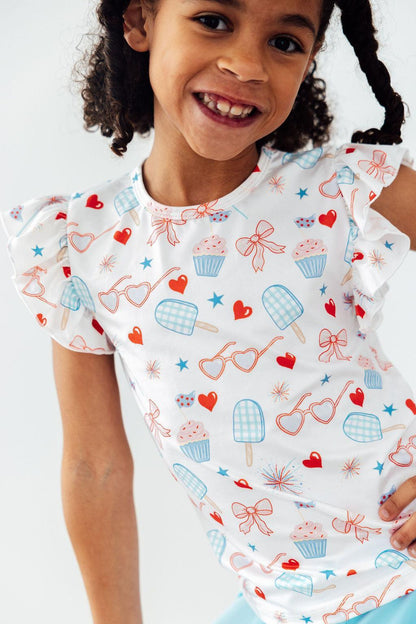 Red, White, & Sweet S/S Ruffle Tee