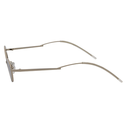 MINX - Mid Century Modern Slim Metal Small Cat Eye Sunglasses Silver Silver Mirror