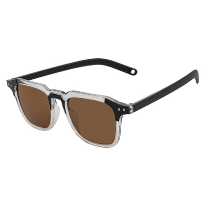 MISSONI - Two-Tone Square Horn Rimmed Black-Clear Sunglasses Brown Lens