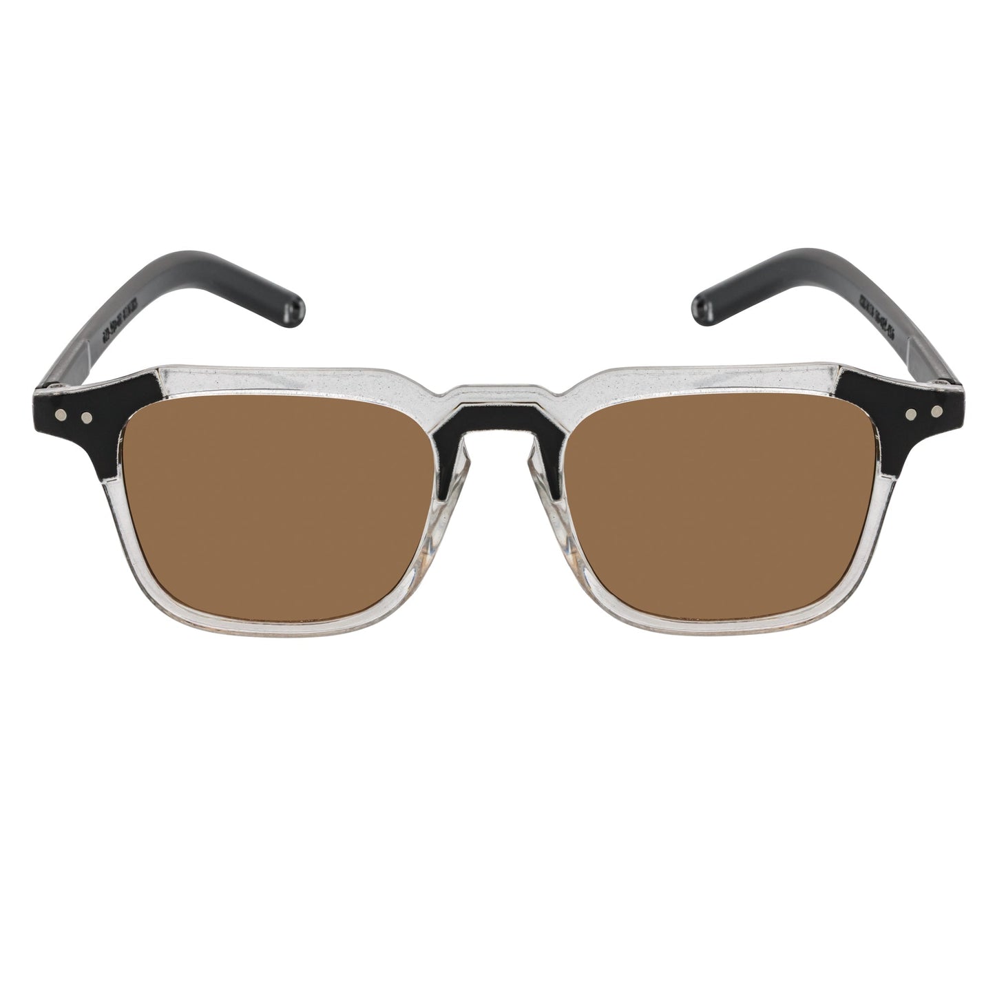 MISSONI - Two-Tone Square Horn Rimmed Black-Clear Sunglasses Brown Lens