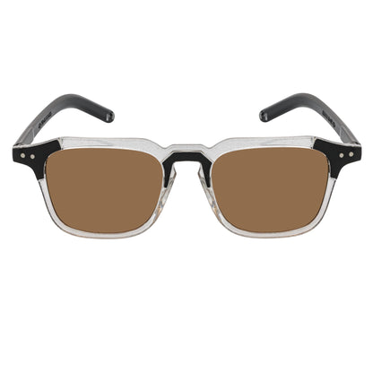MISSONI - Two-Tone Square Horn Rimmed Black-Clear Sunglasses Brown Lens