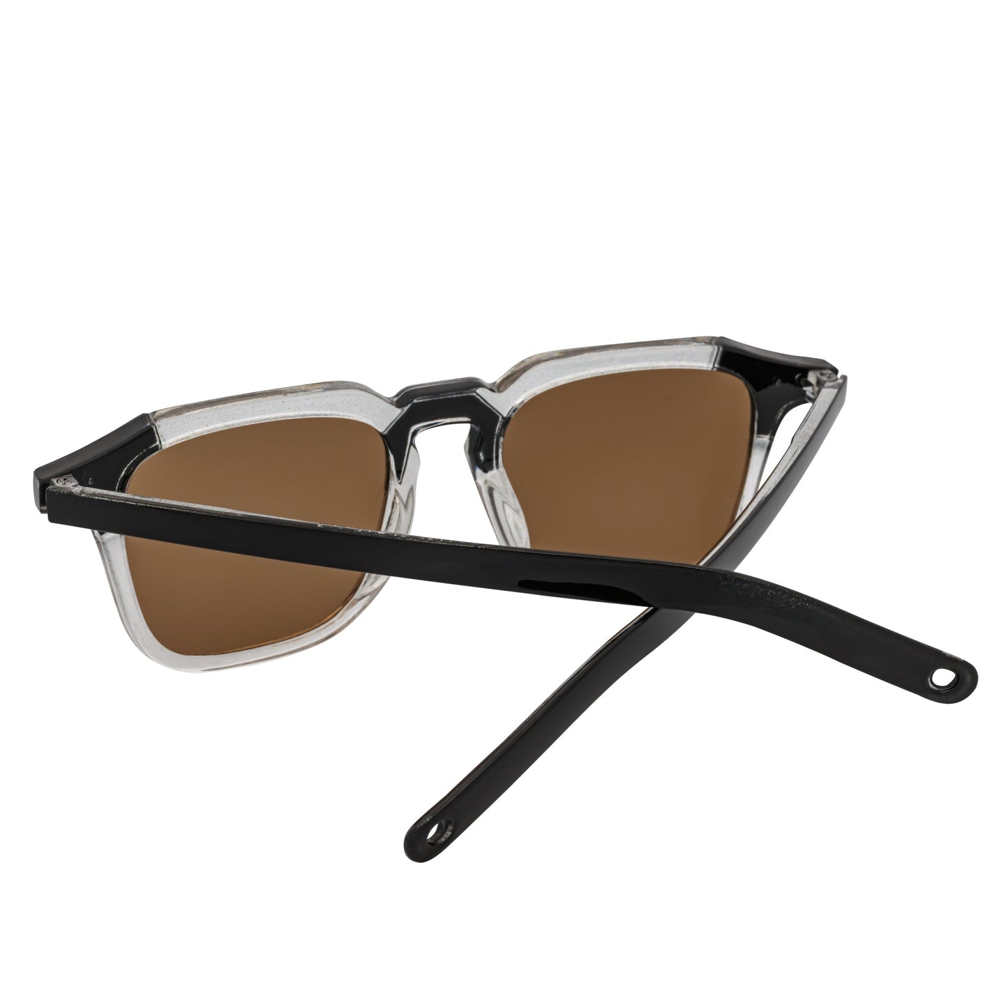 MISSONI - Two-Tone Square Horn Rimmed Black-Clear Sunglasses Brown Lens
