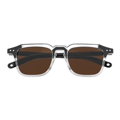 MISSONI - Two-Tone Square Horn Rimmed Black-Clear Sunglasses Brown Lens