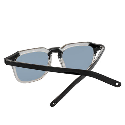 MISSONI - Two-Tone Square Horn Rimmed Sunglasses Black-Clear Blue Lens