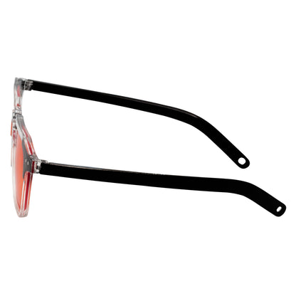 MISSONI - Two-Tone Square Horn Rimmed Sunglasses Black-Clear Red Tint