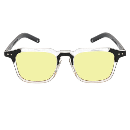 MISSONI - Two-Tone Square Horn Rimmed Sunglasses Black-Clear Yellow Lens