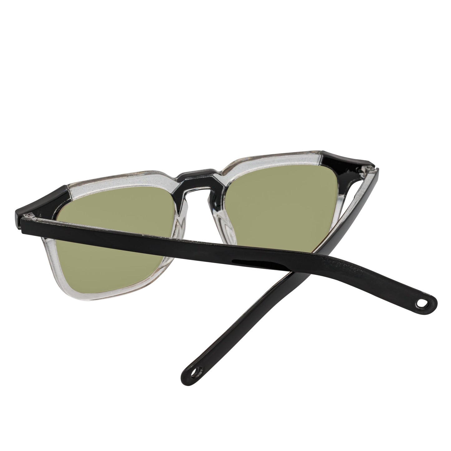MISSONI - Two-Tone Square Horn Rimmed Sunglasses Black-Clear Yellow Lens