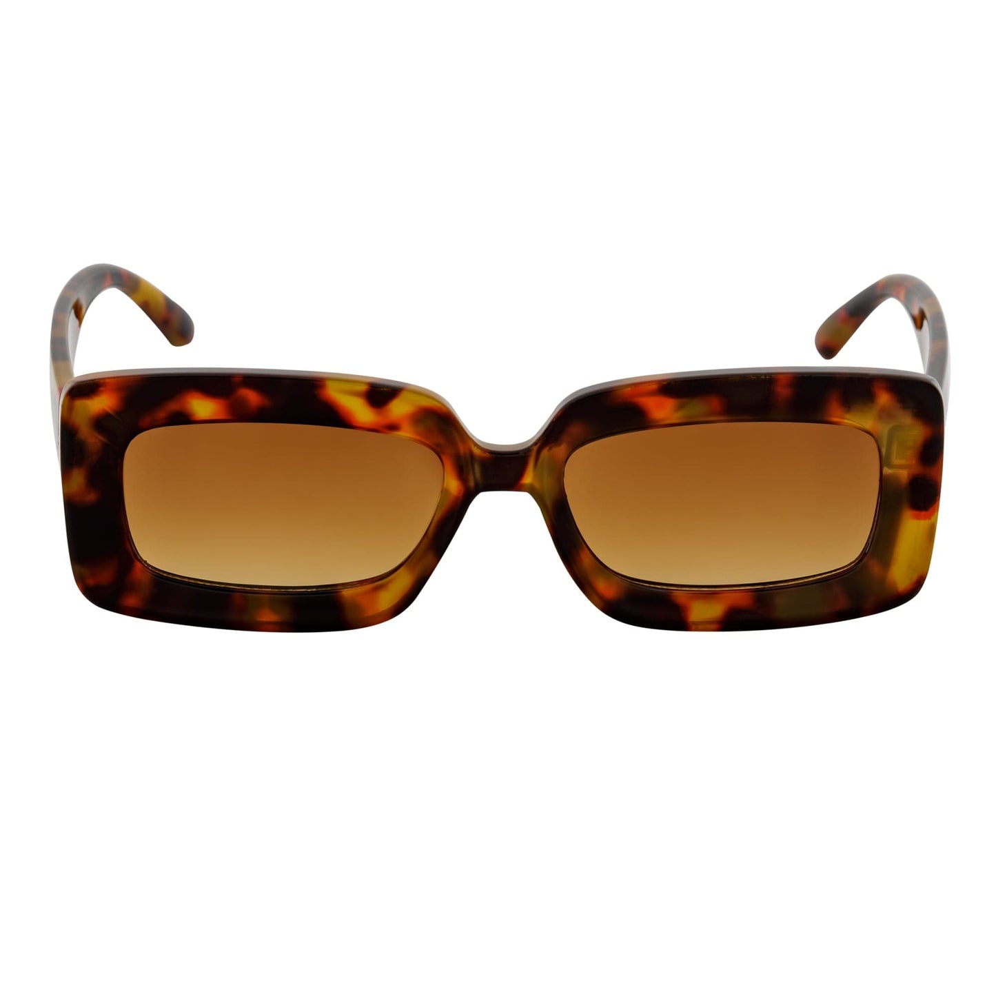 MOD - Small Thick Rectangle Retro 90s Style Sunglasses Tortoise Brown Tint