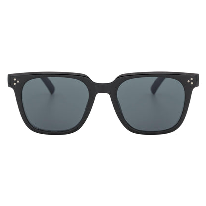 MONDO - High Fashion Square Horn Rimmed Sunglasses Black Smoke Tint
