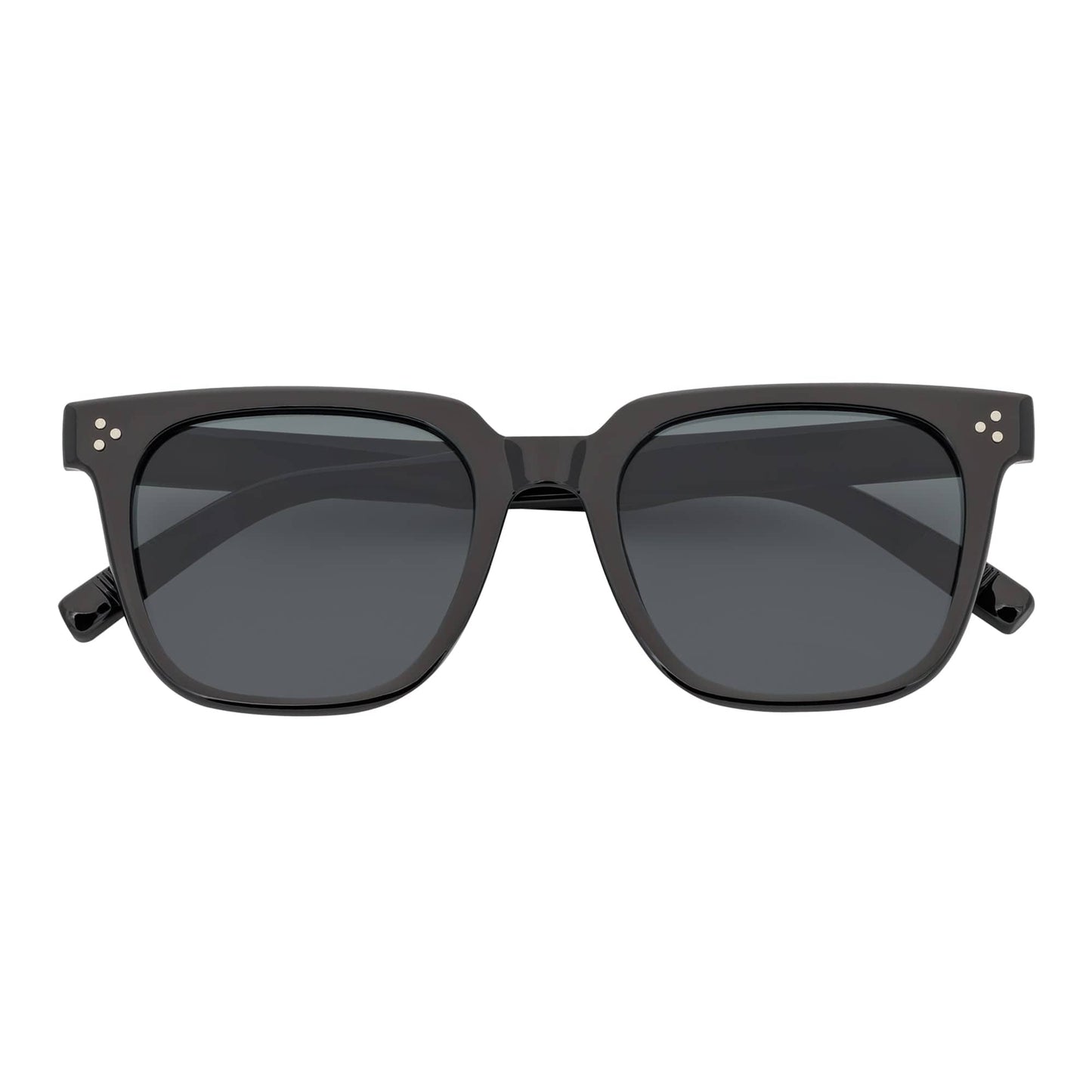 MONDO - High Fashion Square Horn Rimmed Sunglasses Black Smoke Tint