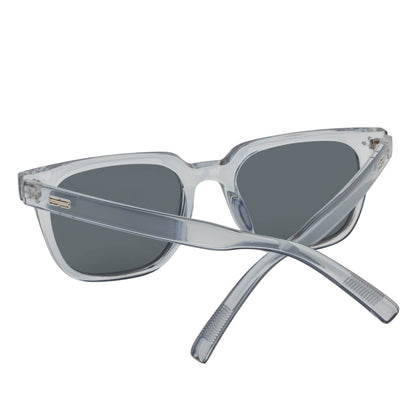 MONDO - High Fashion Square Horn Rimmed Sunglasses Clear Gray Smoke Tint