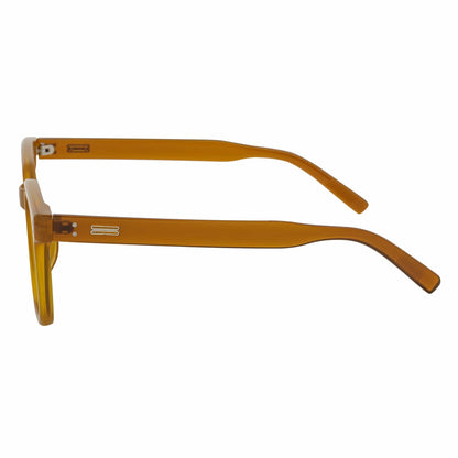 MONDO - High Fashion Square Horn Rimmed Sunglasses Tan Green Tint