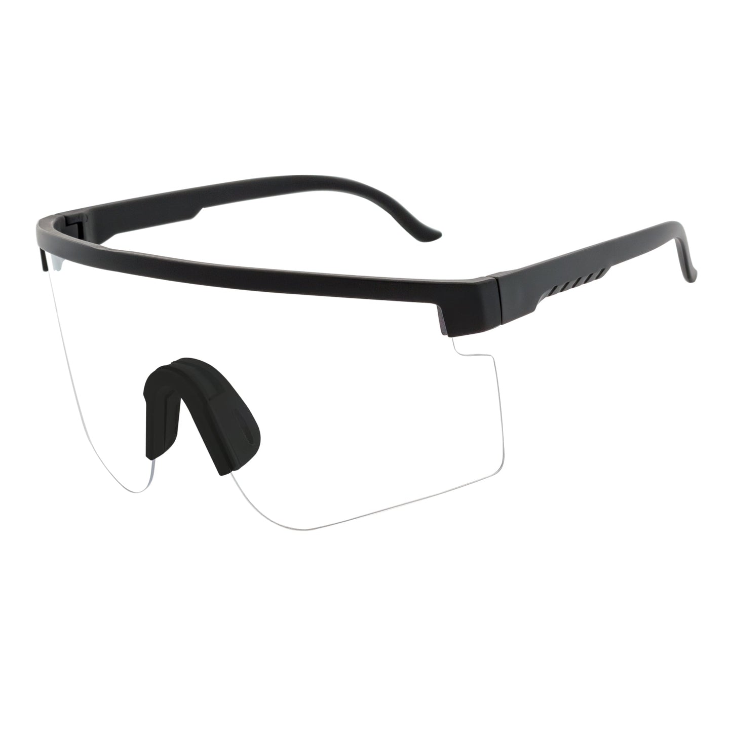 MONOLITH - X-Large Rimless Sports Matte Black Shield Clear Blue Light Glasses