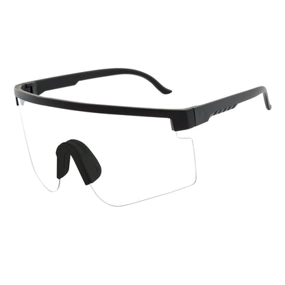 MONOLITH - X-Large Rimless Sports Matte Black Shield Clear Blue Light Glasses