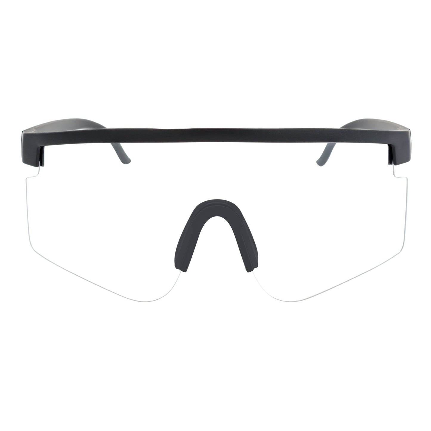 MONOLITH - X-Large Rimless Sports Matte Black Shield Clear Blue Light Glasses